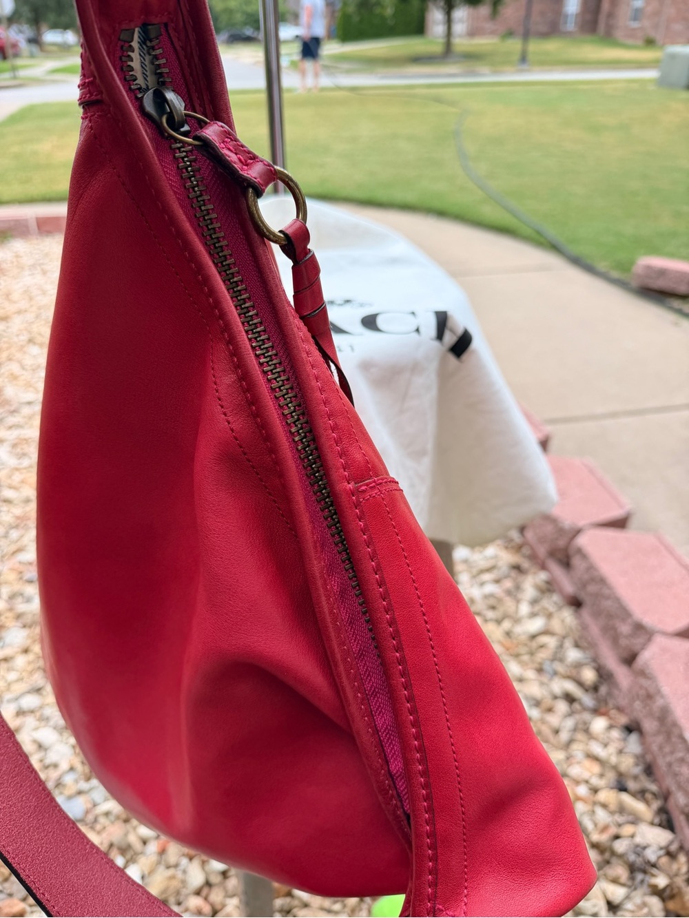Vintage Y2K Coach #11423 Bleecker Tattersall Large Hot Pink Bucket Bag with - Picture 9 of 16
